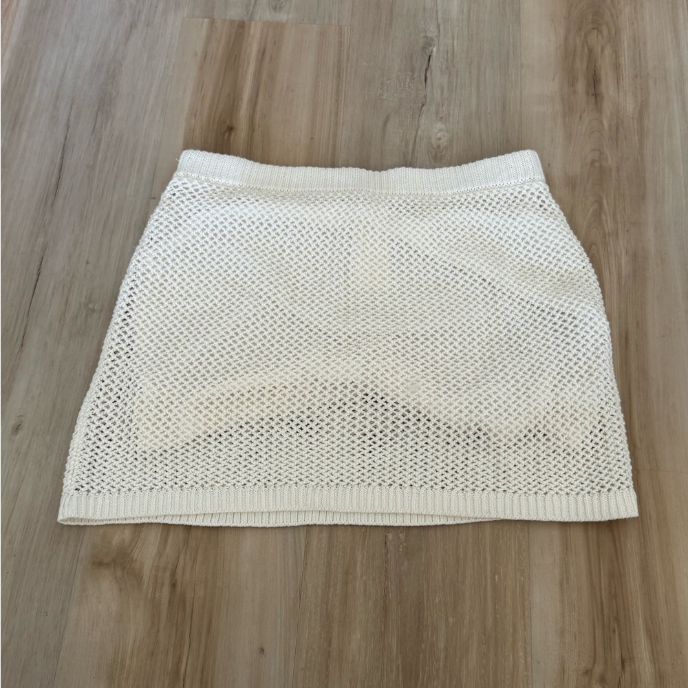 NWT Abercrombie & Fitch Cream Knit Mesh Mini Skirt